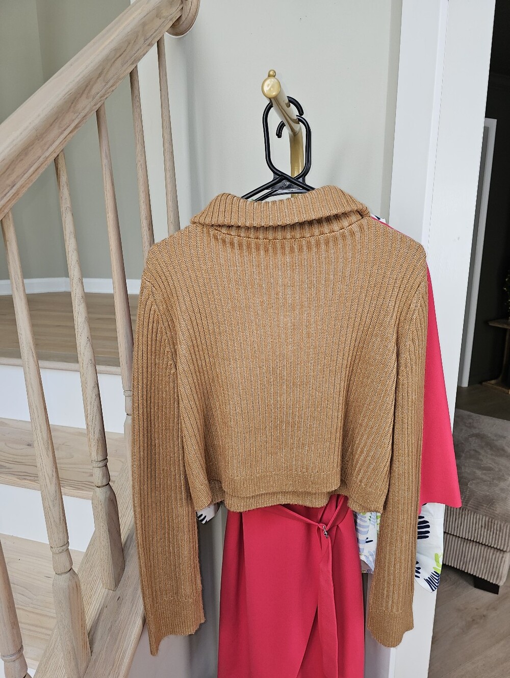 $165 TULAROSA Lovelle Zip Up Sweater in Camel - Picture 9 of 10